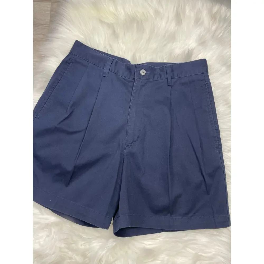 Vintage 90s Club Room Navy Pleated Classic Chino Shorts Preppy Old Money Dad